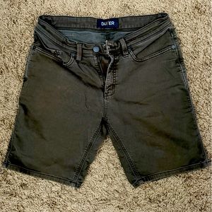 DUER olive army green slim fit shorts men's 32
